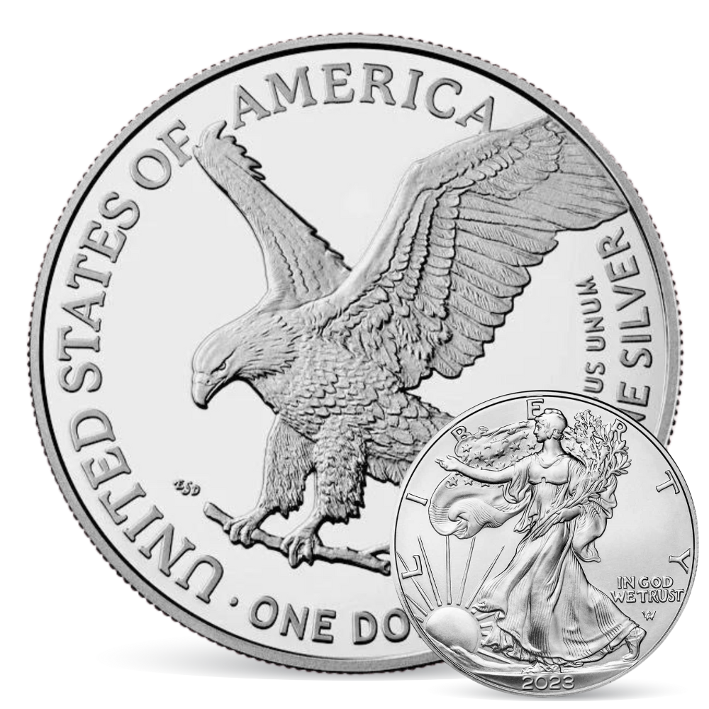 Silver Eagle Coin with the front and back faces