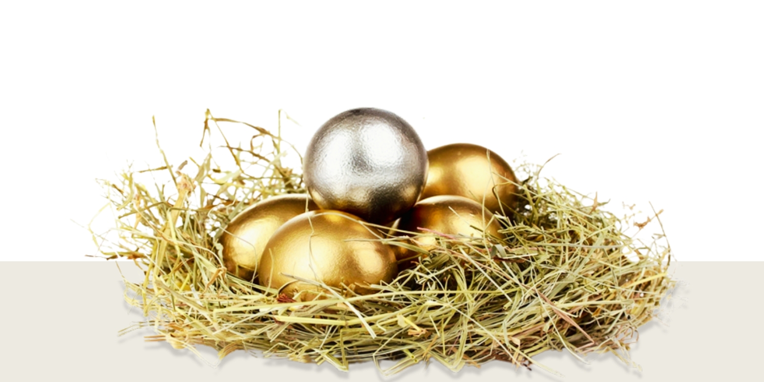 Nest Egg with Gold and Silver Eggs - Symbolizes an IRA